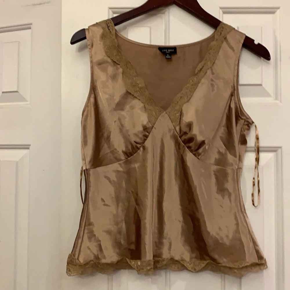 😍 Nine West Suit side Zip tank top 6 with lacey trim